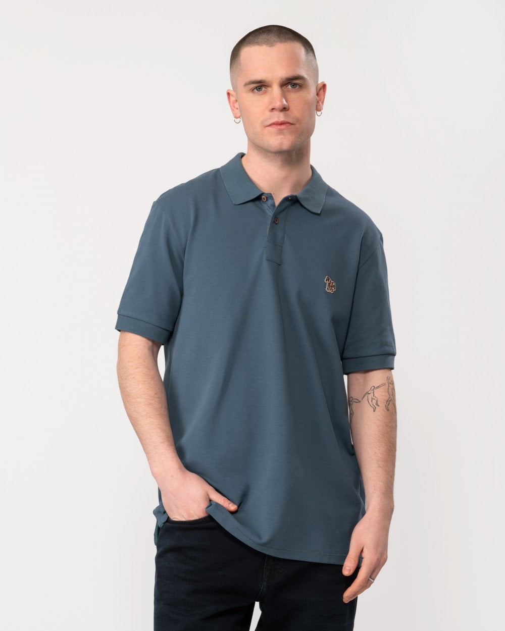 PS Paul Smith Mens Regular Fit Short Sleeve Organic Cotton Zebra Polo