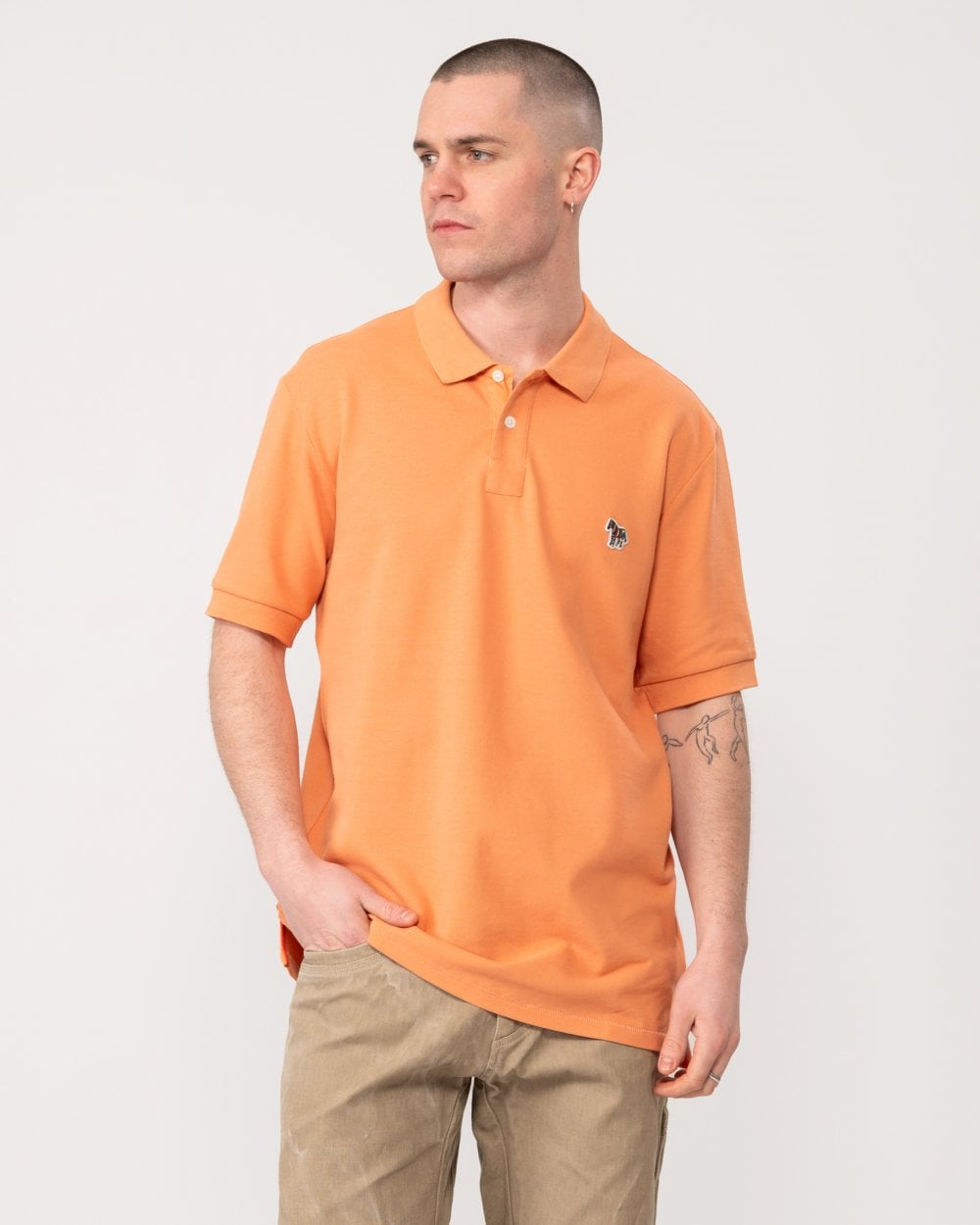 PS Paul Smith Mens Regular Fit Short Sleeve Organic Cotton Zebra Polo