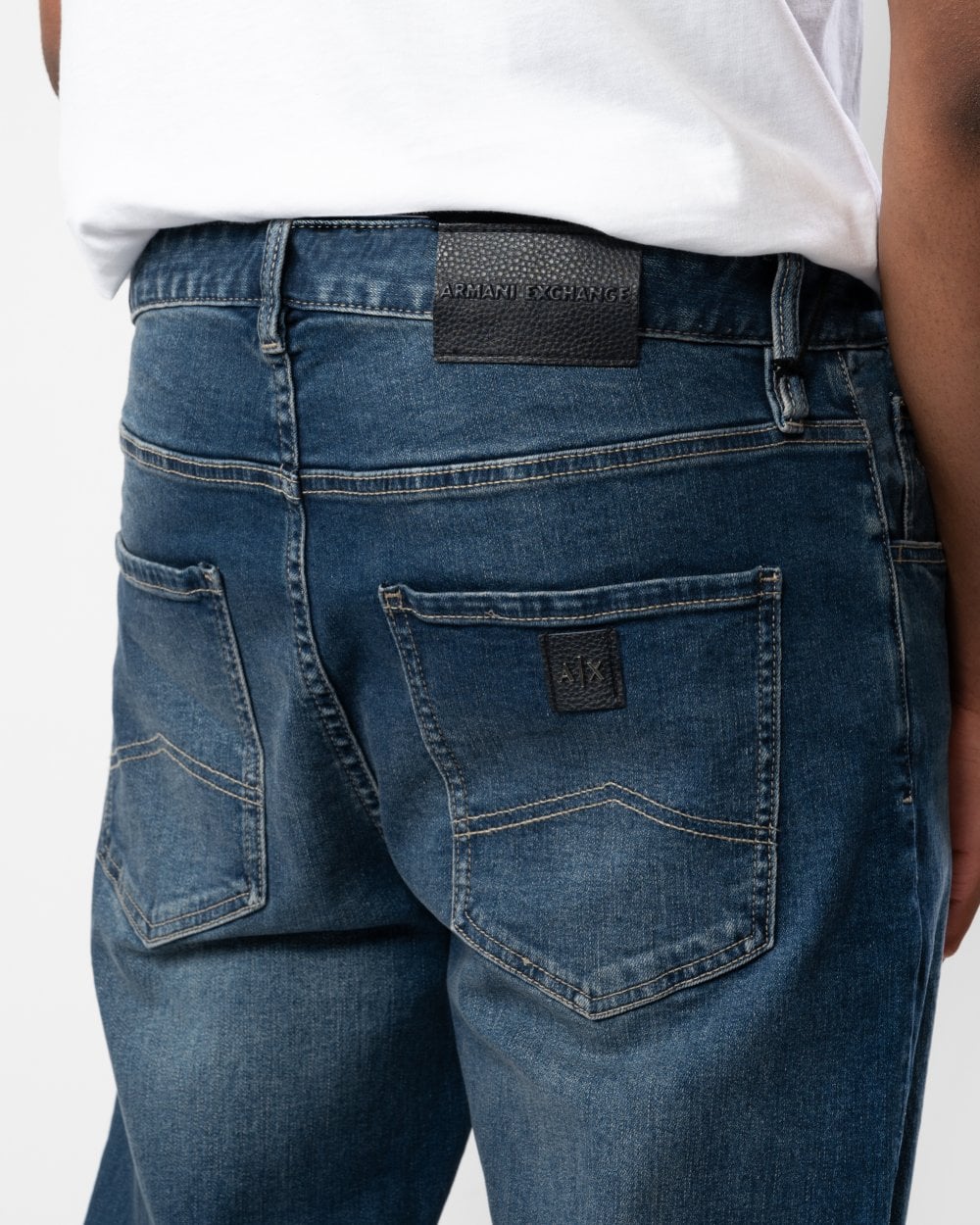 Armani Exchange Armani Exchange Mens Logo Pocket Faded Jeans