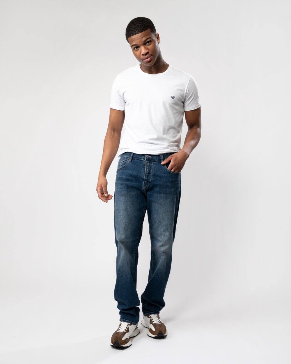 Armani Exchange Armani Exchange Mens Logo Pocket Faded Jeans