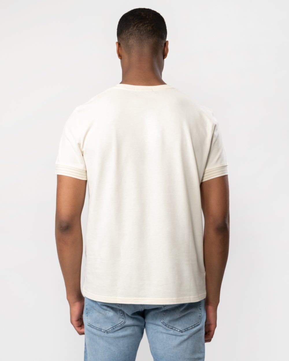 Fred Perry Mens Striped Cuff T-Shirt - Ecru 560