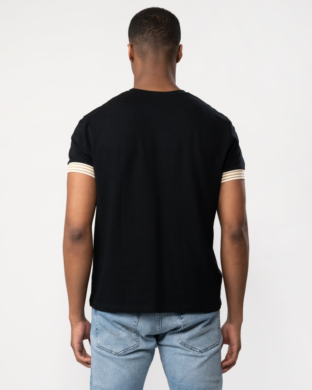 Fred Perry Mens Striped Cuff T-Shirt - Black 102