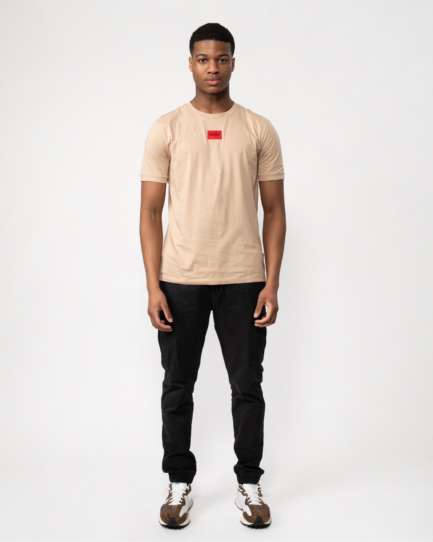 HUGO Diragolino212 Label Logo Mens T-Shirt - Medium Beige 267