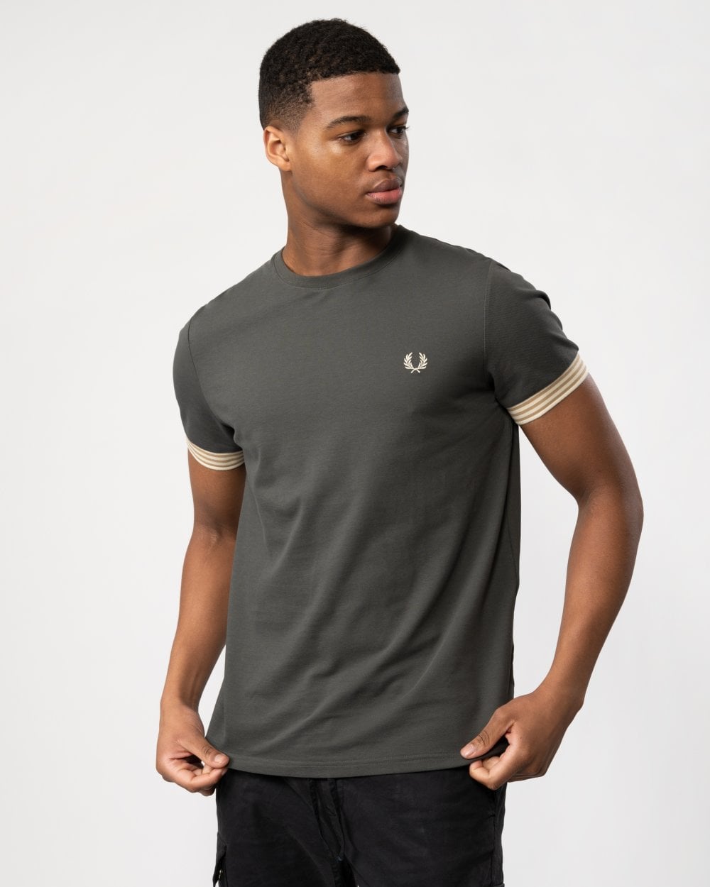 Fred Perry Mens Striped Cuff T-Shirt