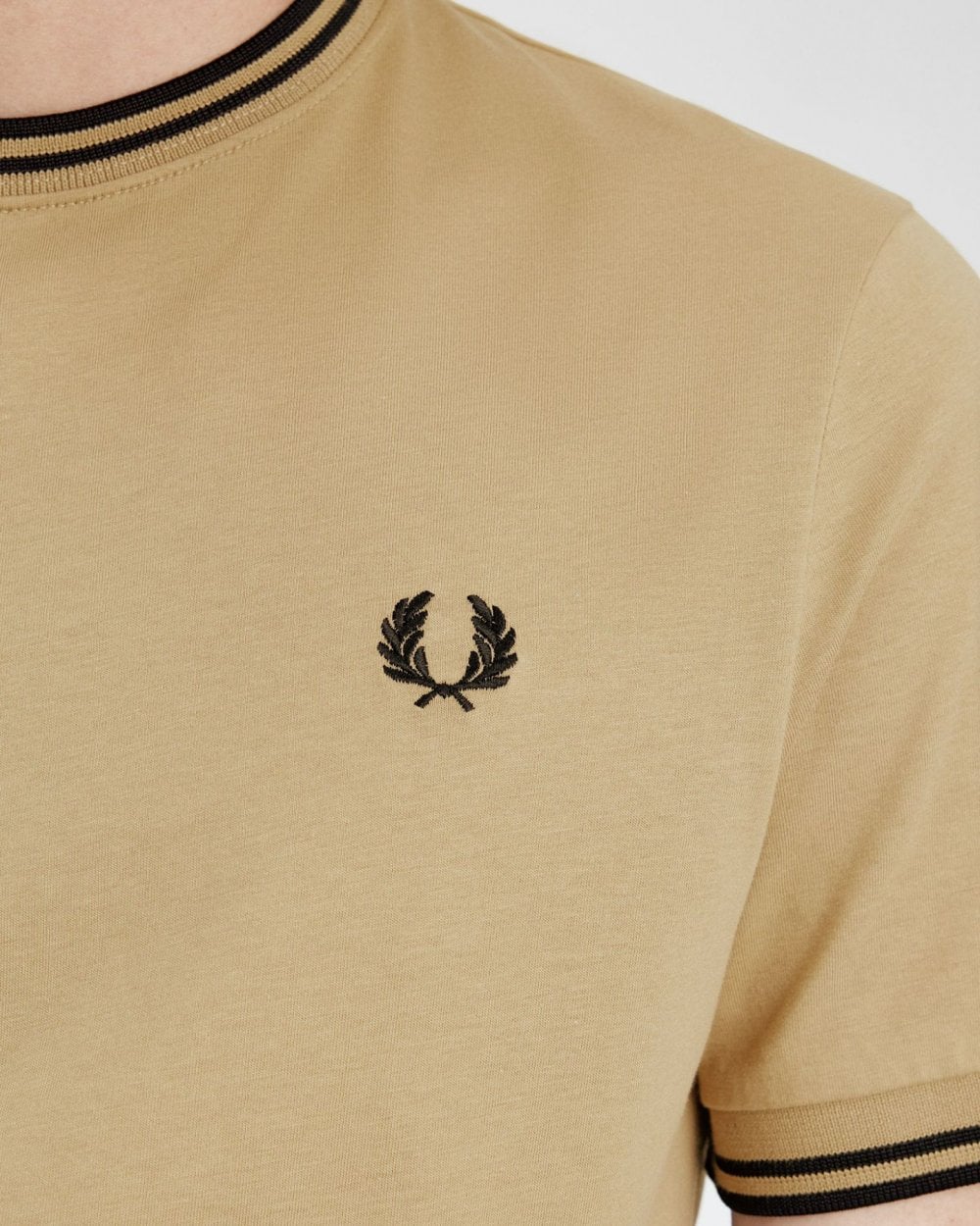 Fred Perry Mens Twin Tipped T-Shirt - Warm Stone/Black U88