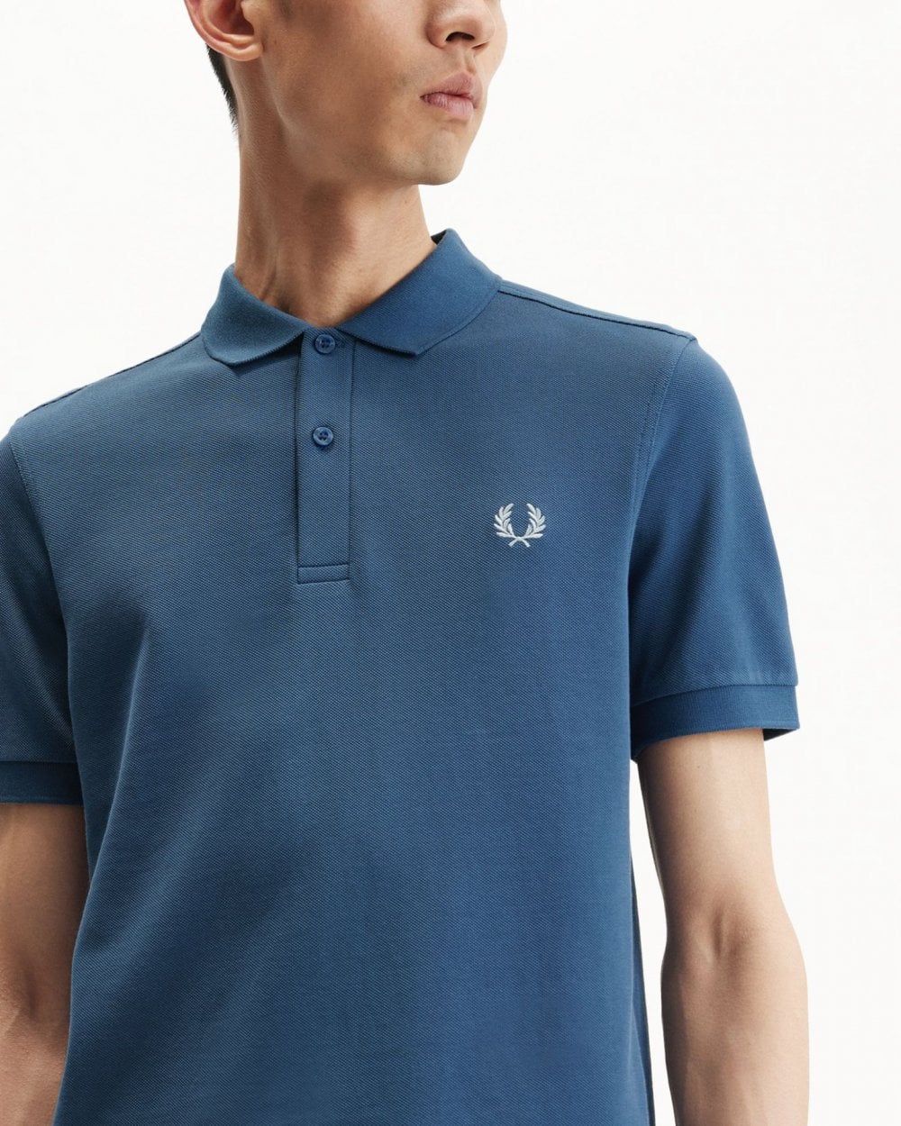 Fred Perry Mens Plain Signature Polo Shirt - Midnight Blue/Light Ice V06