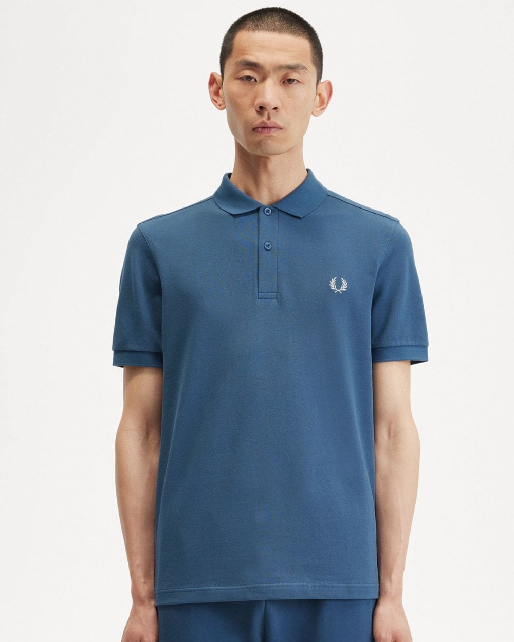 Fred Perry Mens Plain Signature Polo Shirt - Midnight Blue/Light Ice V06