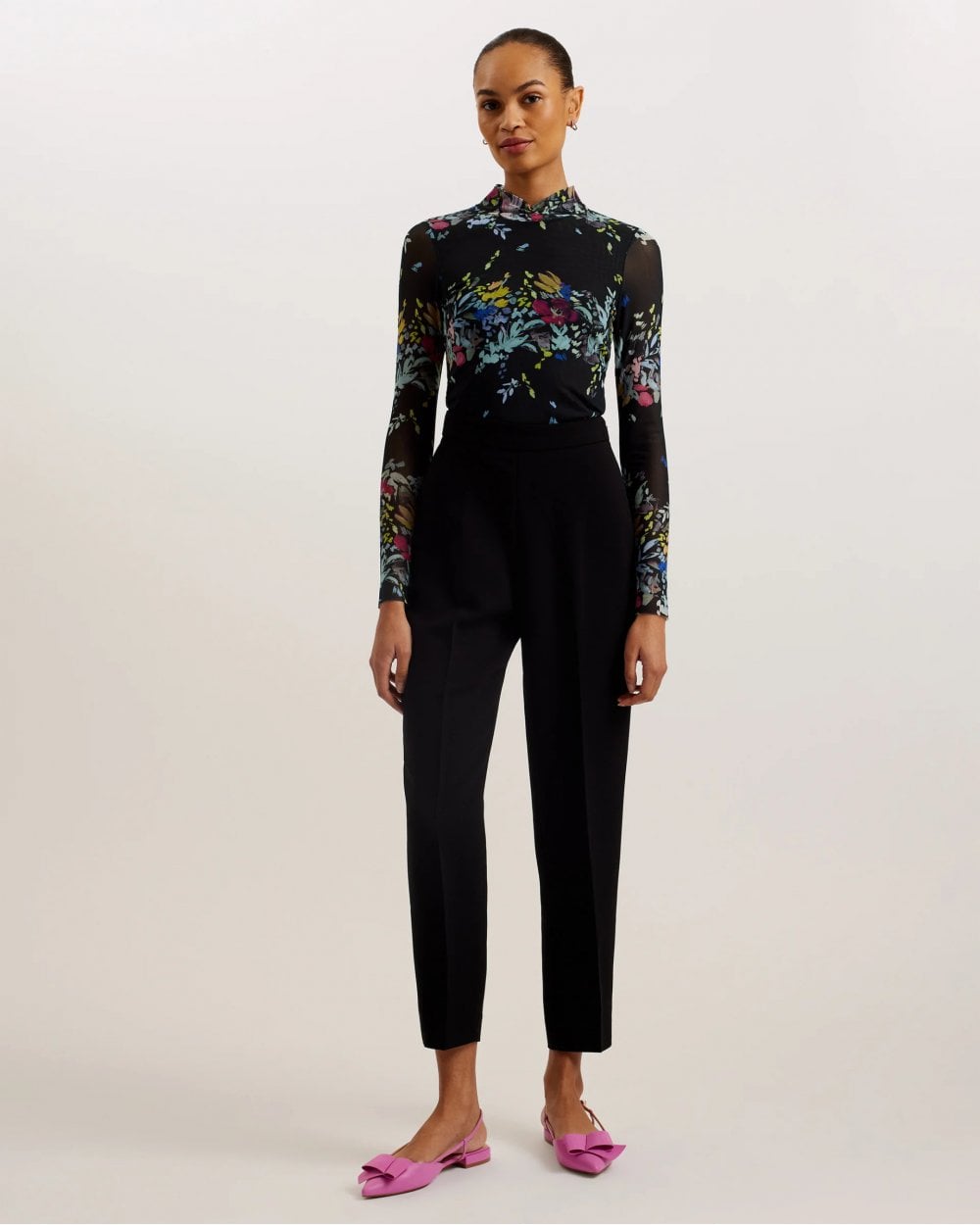 Ted Baker Amandha Womens Printed Mesh Long Sleeve Top