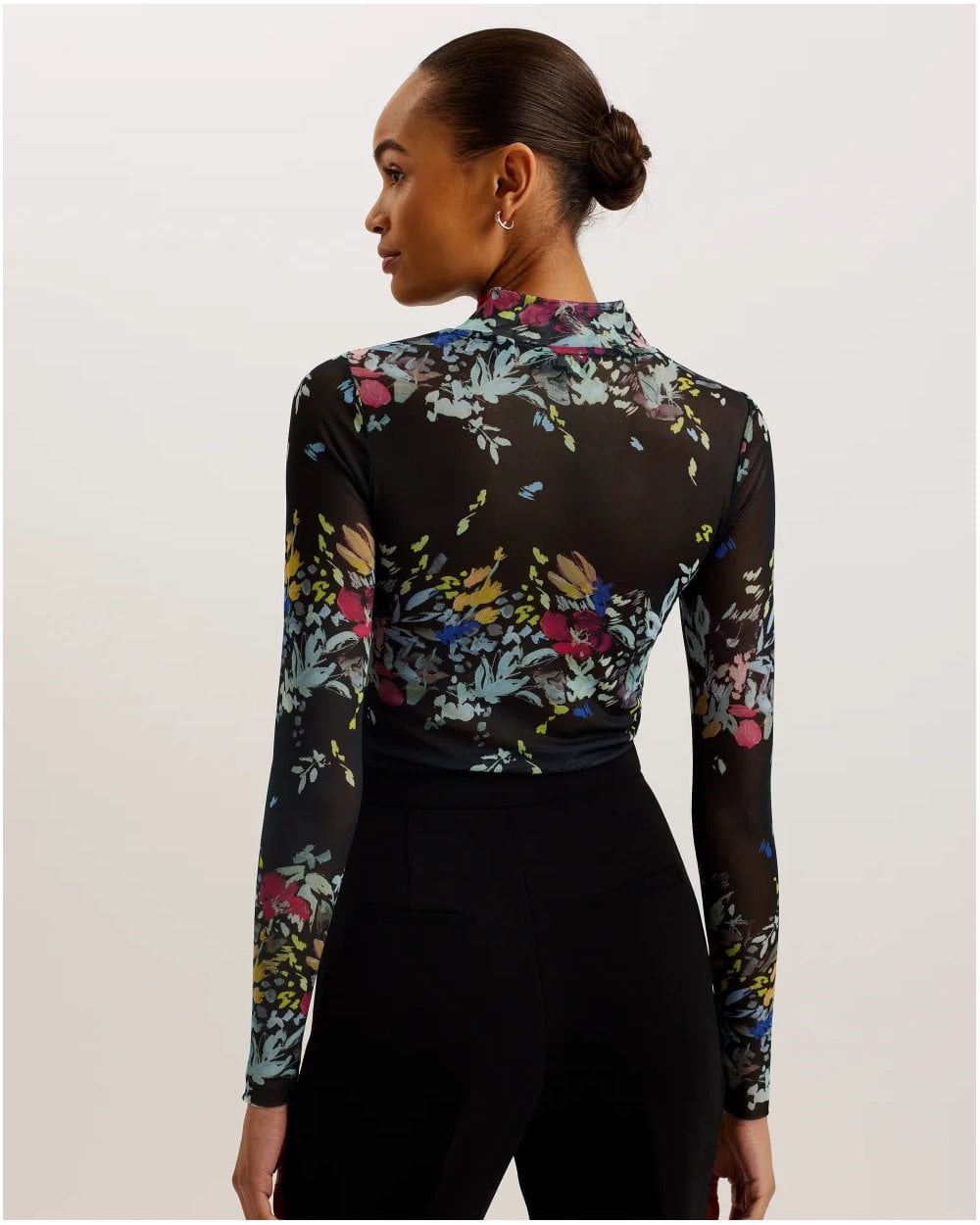 Ted Baker Amandha Womens Printed Mesh Long Sleeve Top