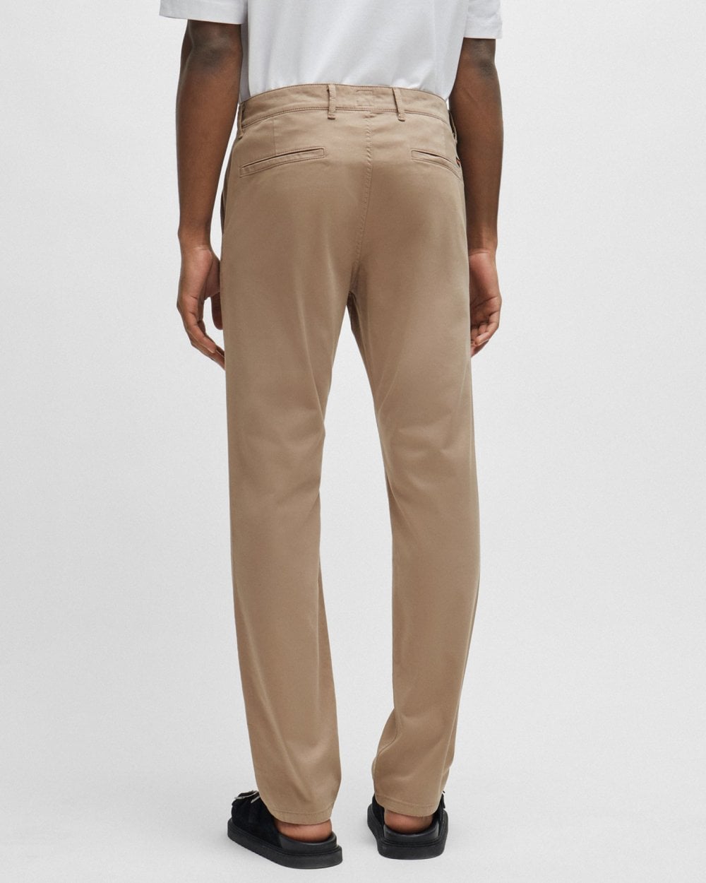 BOSS Orange Mens Slim Fit Chinos in Stretch-Cotton Satin - Open Brown 246
