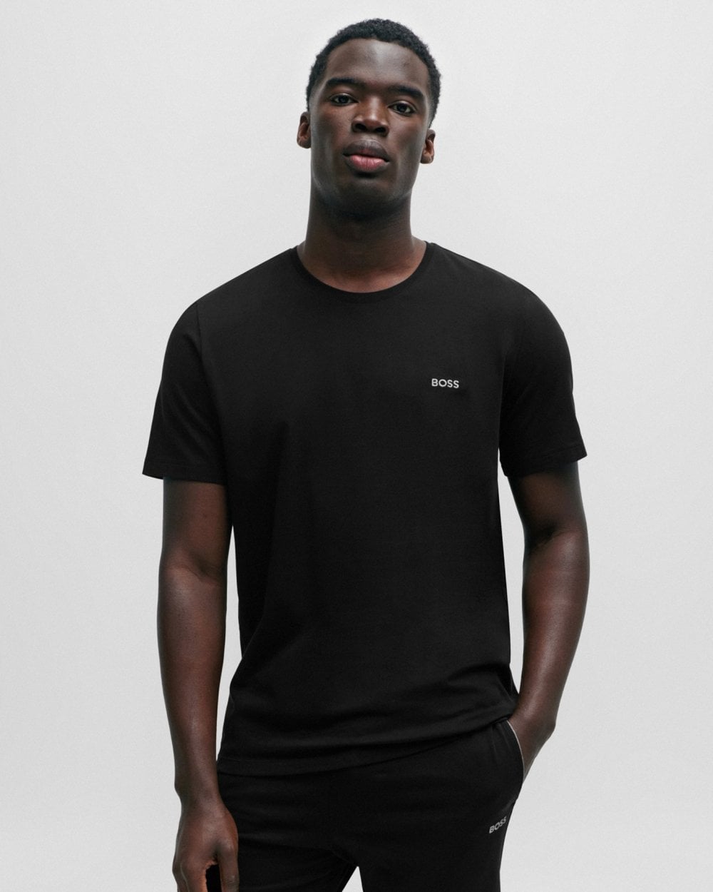 BOSS Orange Mix & Match Mens Stretch-Cotton Regular Fit T-Shirt with Logo Detail NOS - Black 001