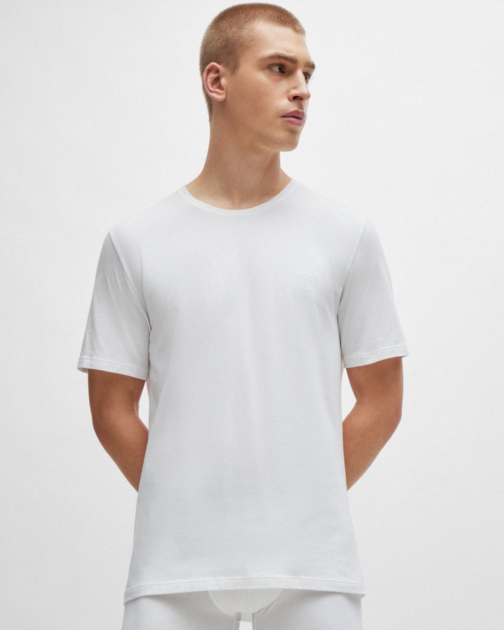 BOSS Orange Mix & Match Mens Stretch-Cotton Regular Fit T-Shirt with Logo Detail NOS - White 100