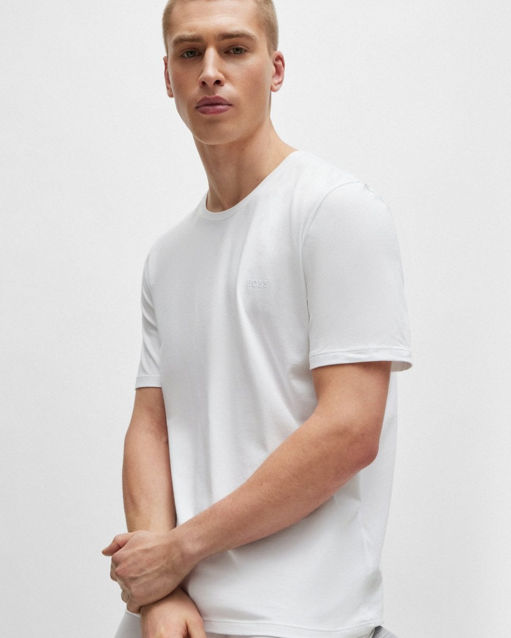 BOSS Orange Mix & Match Mens Stretch-Cotton Regular Fit T-Shirt with Logo Detail NOS - White 100