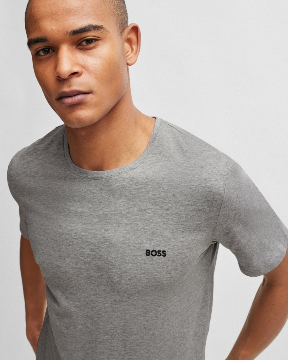 BOSS Orange Mix & Match Mens Stretch-Cotton Regular Fit T-Shirt with Logo Detail NOS - Medium Grey 033