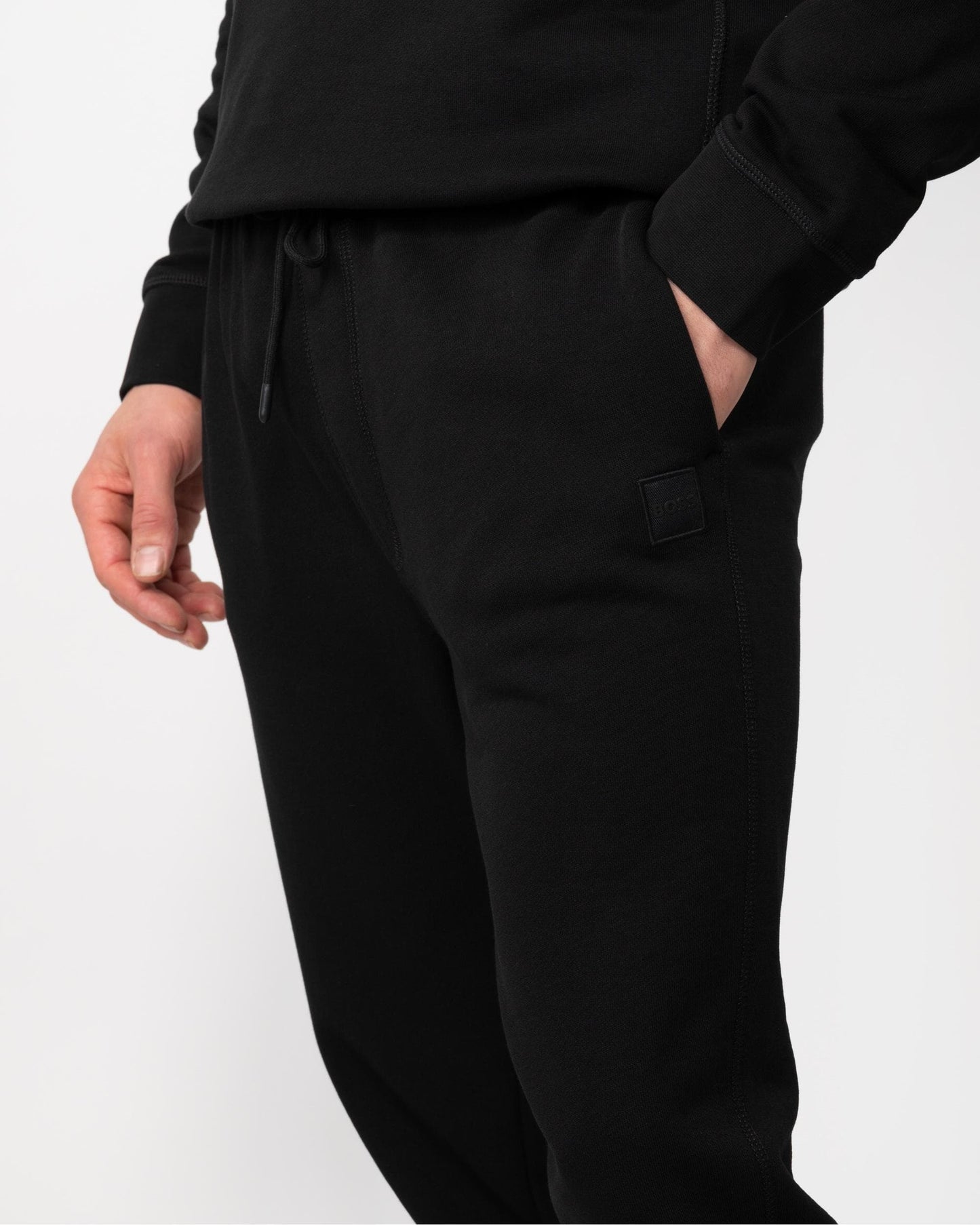 BOSS Orange Sestart Mens Cotton-Terry Tracksuit Bottoms With Logo Patch NOS - Black 001