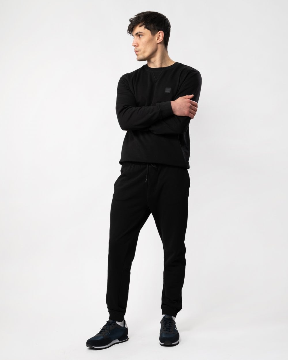 BOSS Orange Sestart Mens Cotton-Terry Tracksuit Bottoms With Logo Patch NOS - Black 001