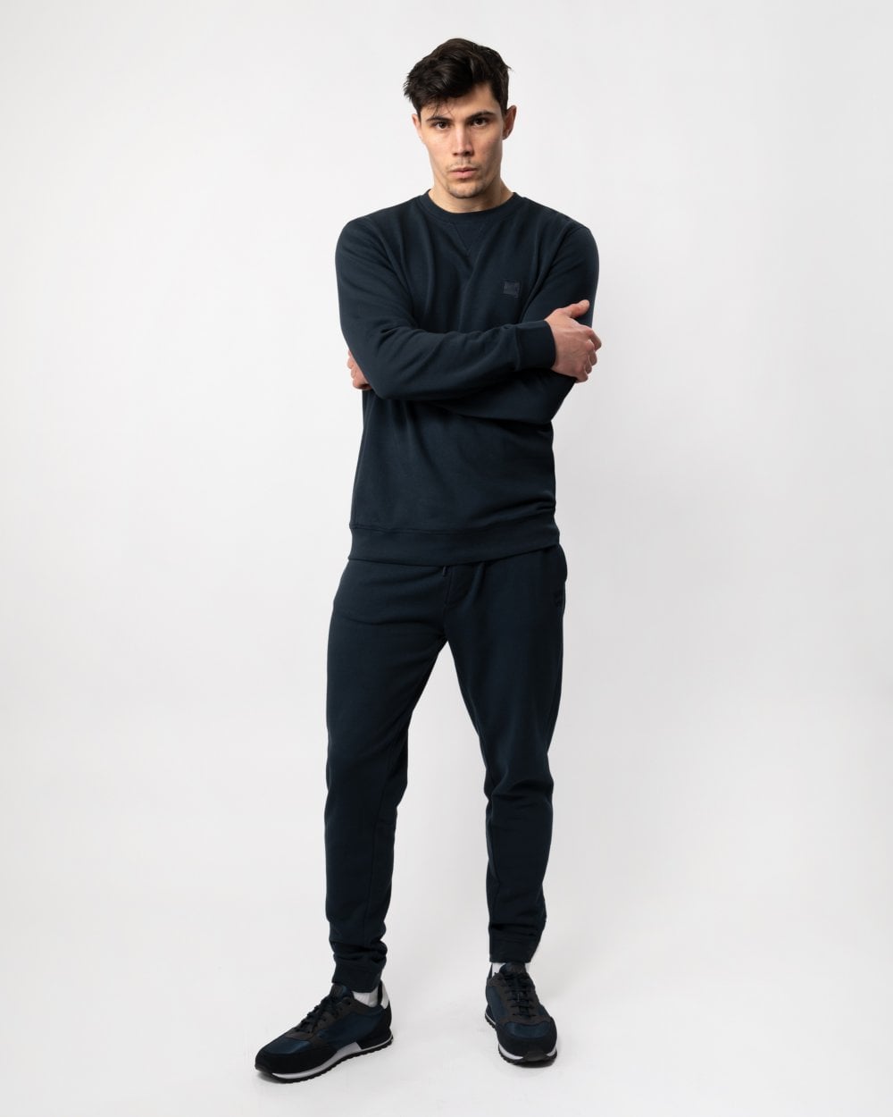 BOSS Orange Sestart Mens Cotton-Terry Tracksuit Bottoms With Logo Patch NOS - Dark Blue 404