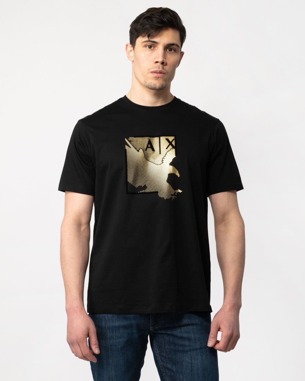 Armani Exchange Armani Exchange Mens Metallic Eagle Graphic T-Shirt