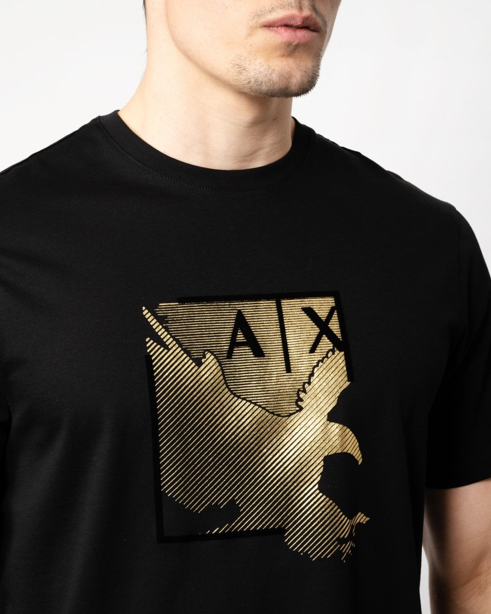 Armani Exchange Armani Exchange Mens Metallic Eagle Graphic T-Shirt