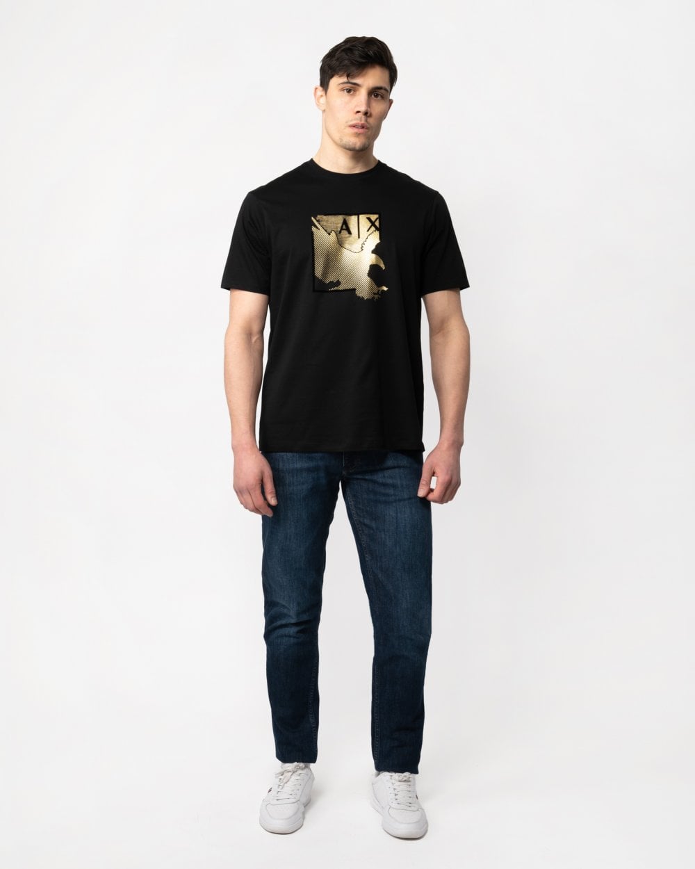 Armani Exchange Armani Exchange Mens Metallic Eagle Graphic T-Shirt