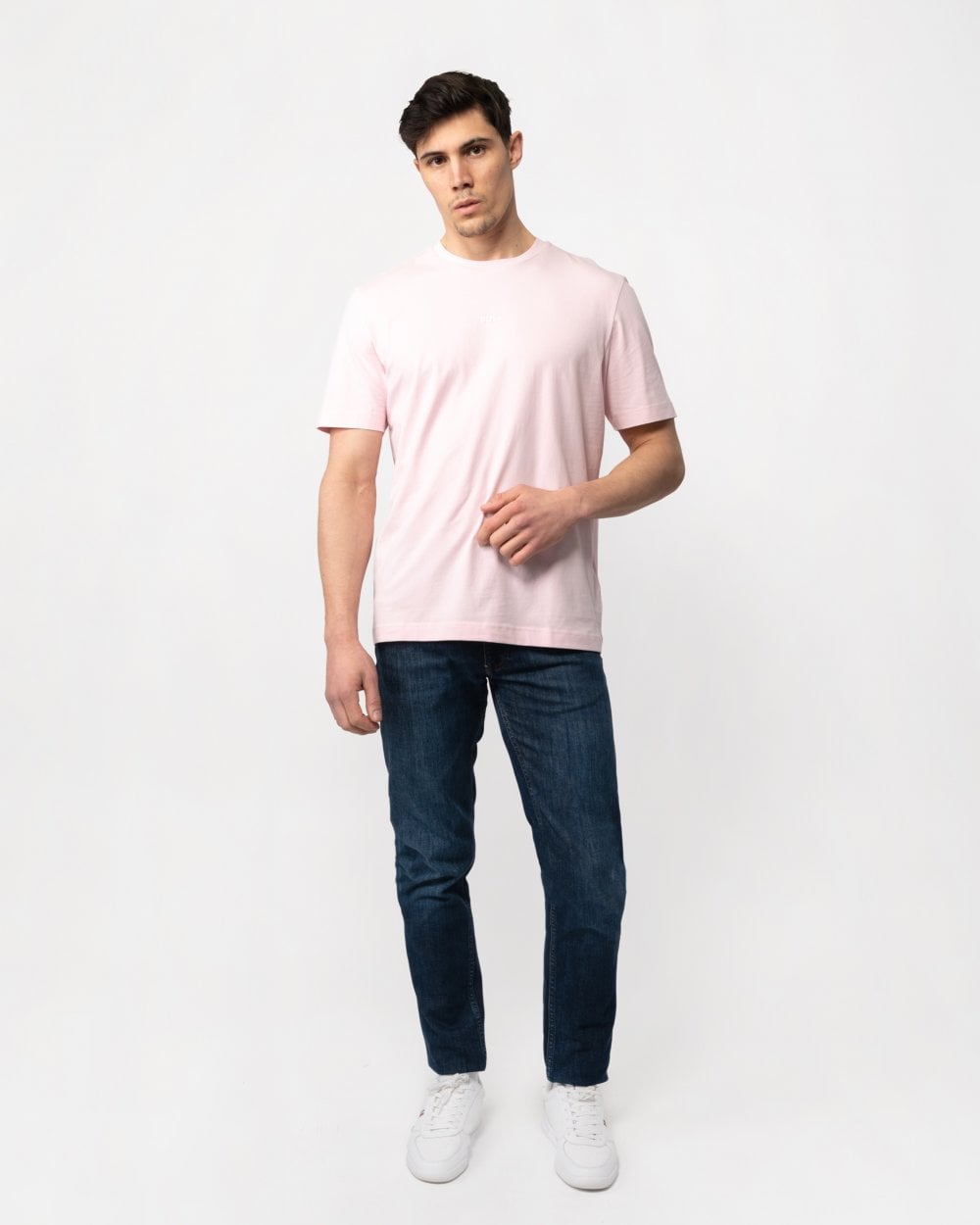 BOSS Orange TChup Mens Crew Neck Small Logo T-Shirt - Light/Pastel Pink 682