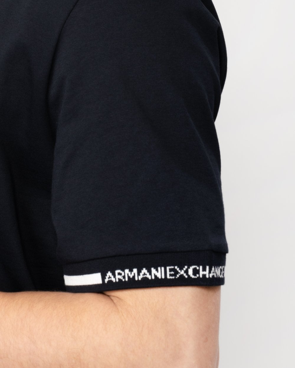 Armani Exchange Armani Exchange Mens Stripe Logo Tipping T-Shirt