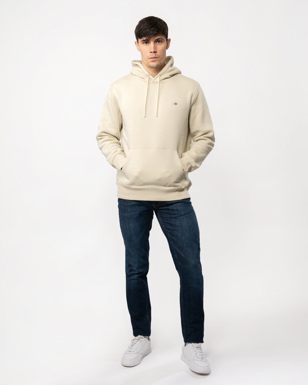 GANT Mens Regular Fit Shield Logo Pullover Hoodie - 239 Silky Beige