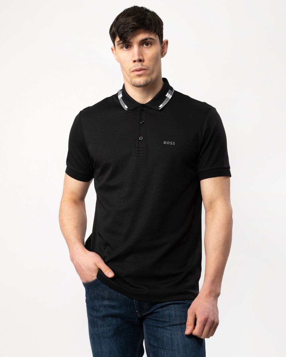 BOSS Green Paule Mens Slim-Fit Polo Shirt with Collar Graphics