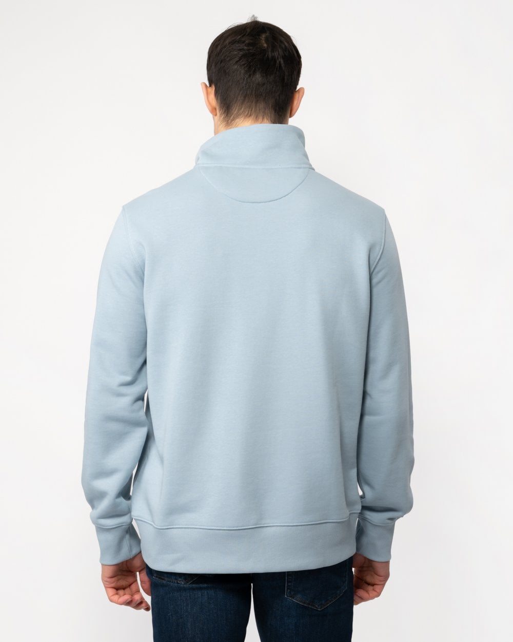 GANT Mens Regular Fit Shield Logo Half Zip Sweatshirt - 474 Dove Blue