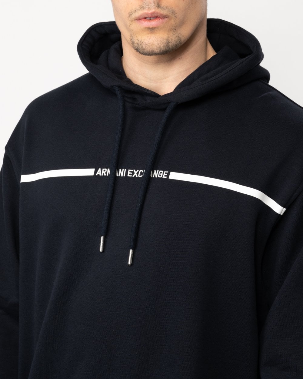 Armani Exchange Armani Exchange Mens Stripe Logo Pullover Hoodie