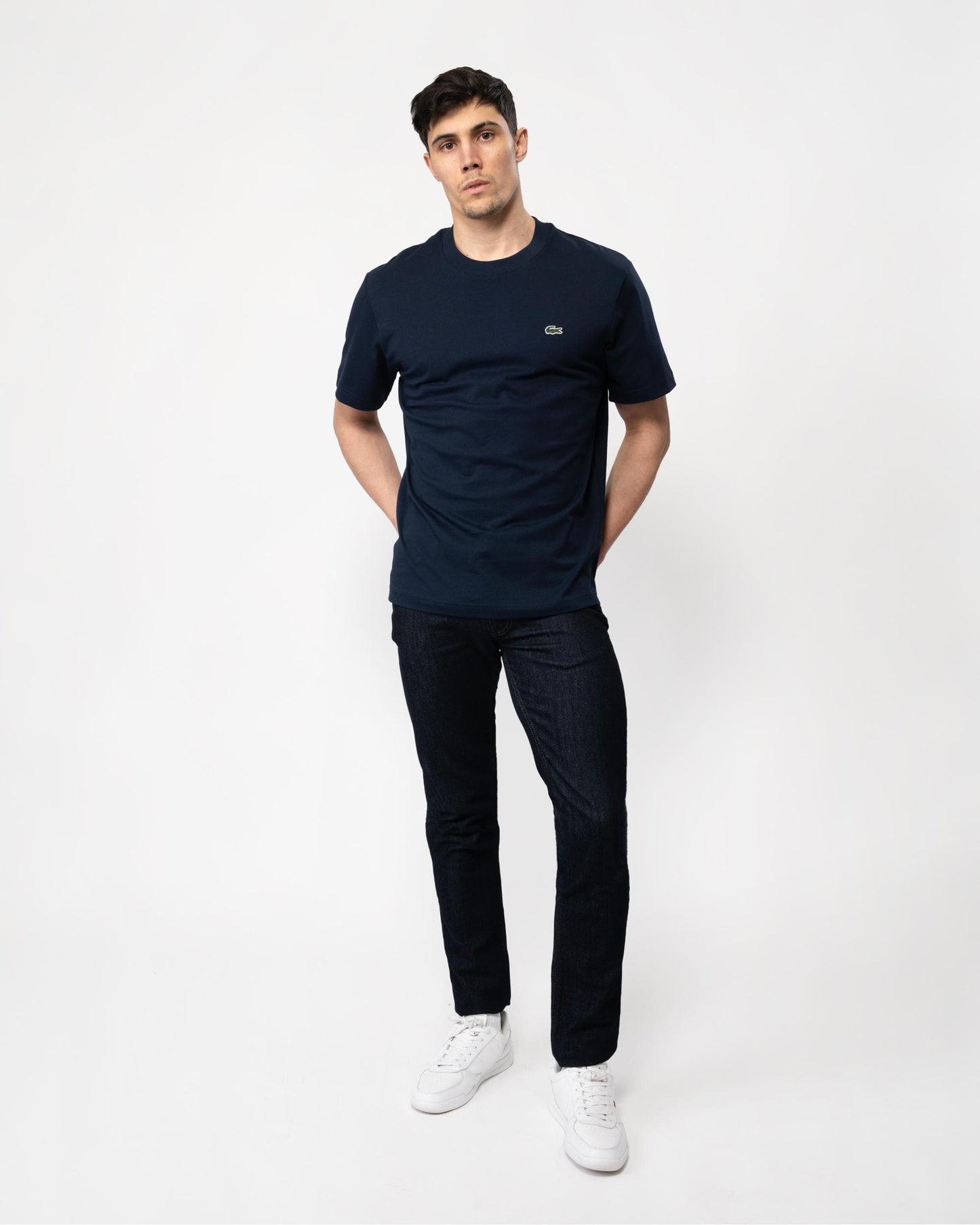 Lacoste Mens Classic Fit Cotton Jersey T-Shirt - Navy Blue 166
