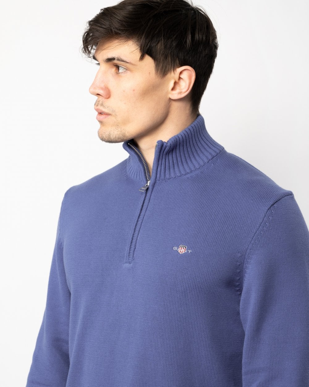 GANT Mens Casual Cotton Half Zip Jumper - 407 Rich Blue