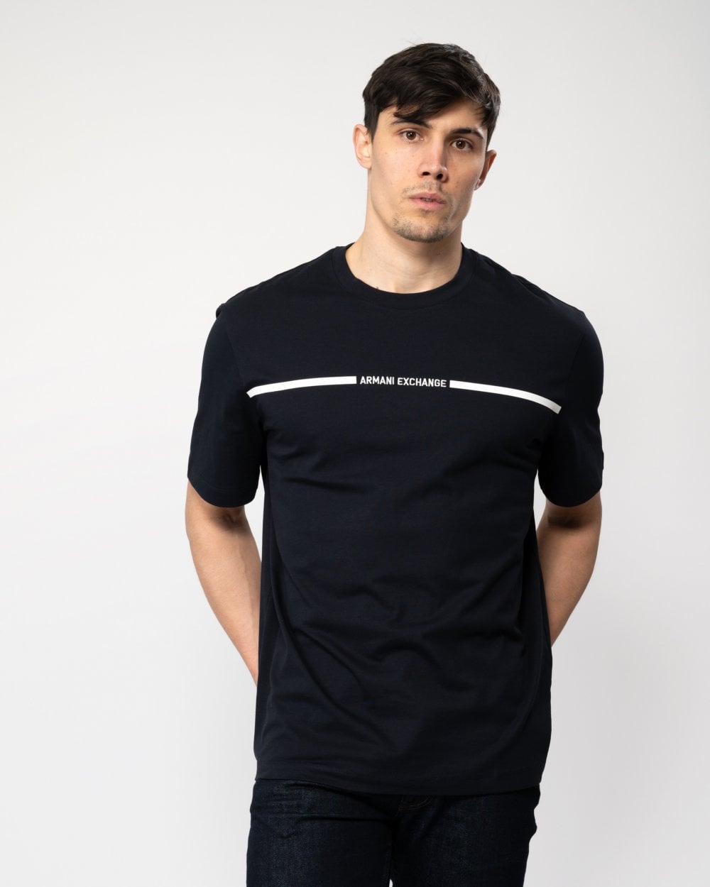 Armani Exchange Armani Exchange Mens Stripe Logo T-Shirt