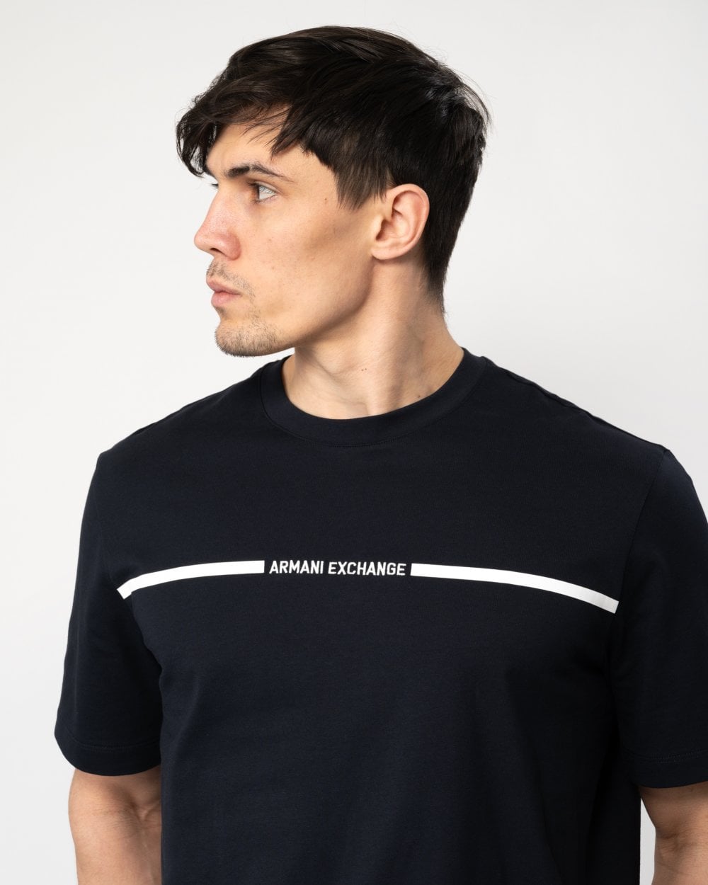 Armani Exchange Armani Exchange Mens Stripe Logo T-Shirt