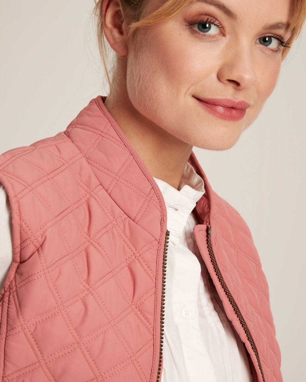 Joules Minx Womens Diamond Quilt Gilet - Pink