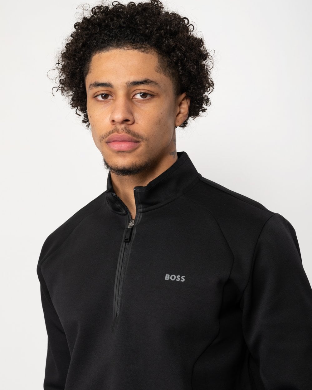 BOSS Green BOSS Green Sweat 1 Mens Quarter Zip Funnel Neck Sweatshirt