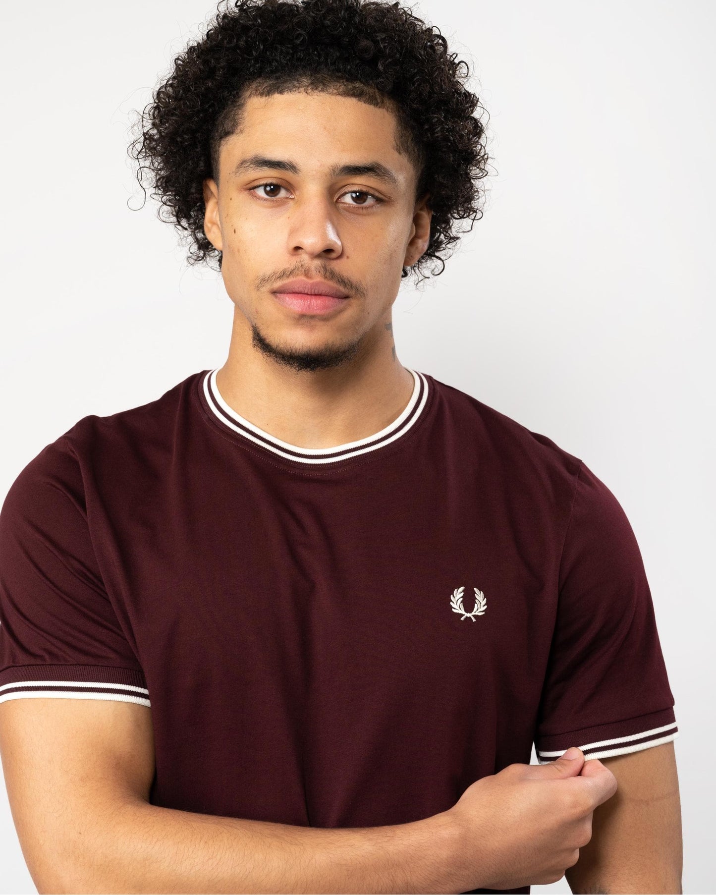 Fred Perry Mens Twin Tipped T-Shirt - Oxblood 597