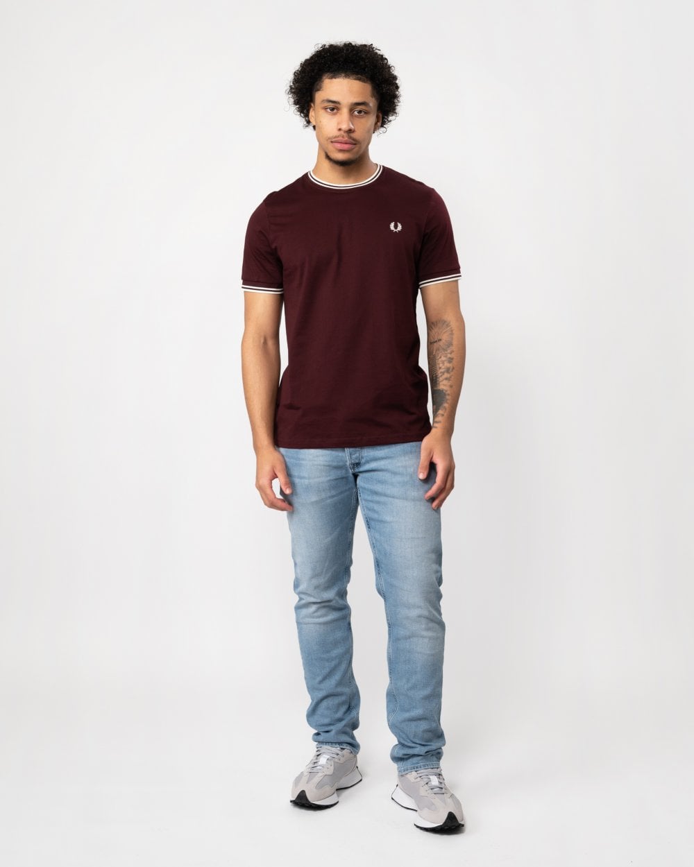 Fred Perry Mens Twin Tipped T-Shirt - Oxblood 597