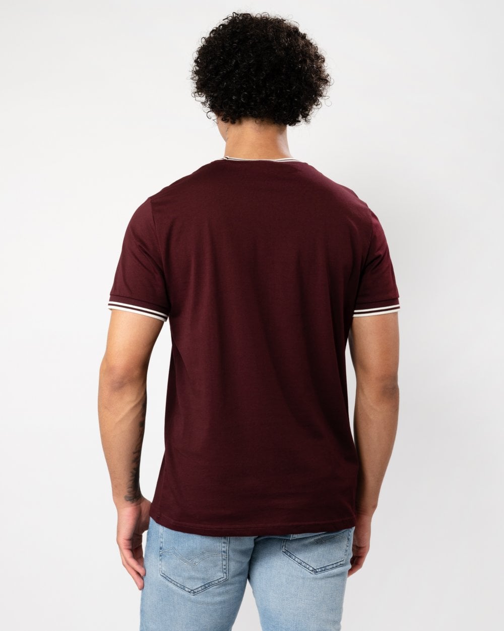 Fred Perry Mens Twin Tipped T-Shirt - Oxblood 597