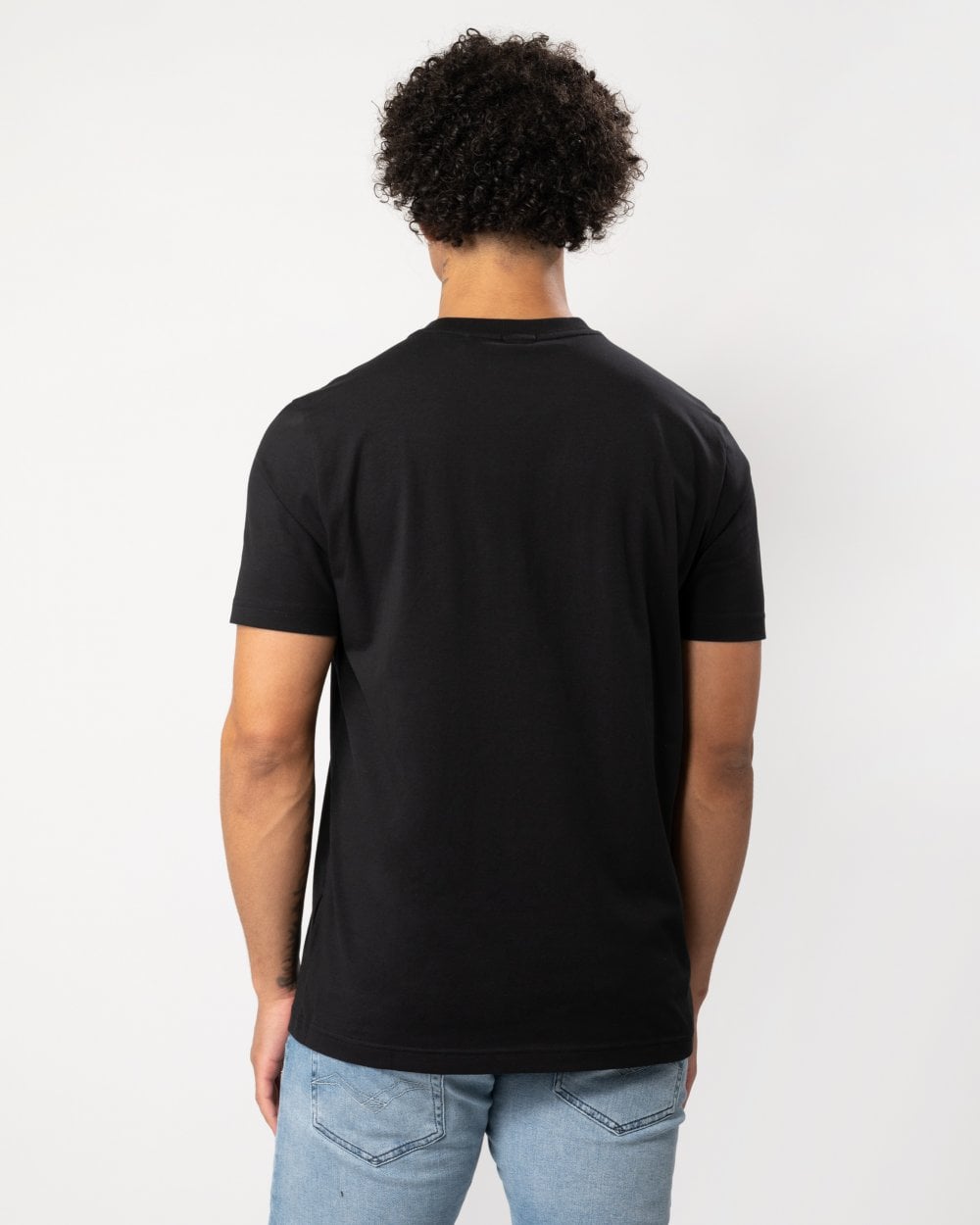 BOSS Green Tee Mens Stretch Cotton T-Shirt with Contrast Logo - Black 004