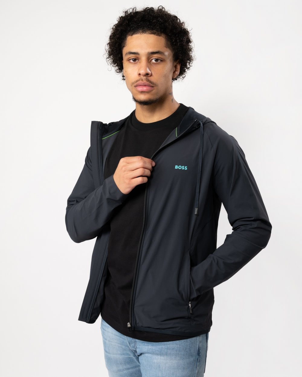 BOSS Green BOSS Green Sicon Active 1 Mens Zip-Up Hoodie with Decorative Reflective Details