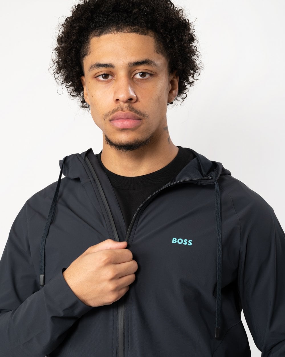 BOSS Green BOSS Green Sicon Active 1 Mens Zip-Up Hoodie with Decorative Reflective Details