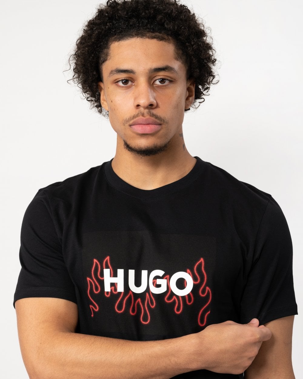 HUGO HUGO Dulive Mens Flame Print Graphic Logo T-Shirt