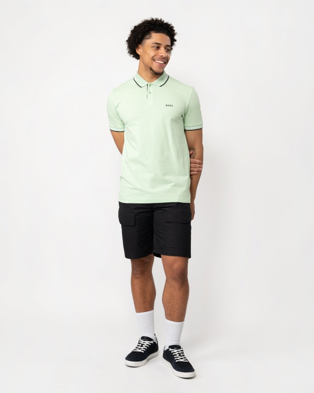BOSS Green Paul Mens Short Sleeve Polo Shirt With Contrast Tipping - Open Green 388
