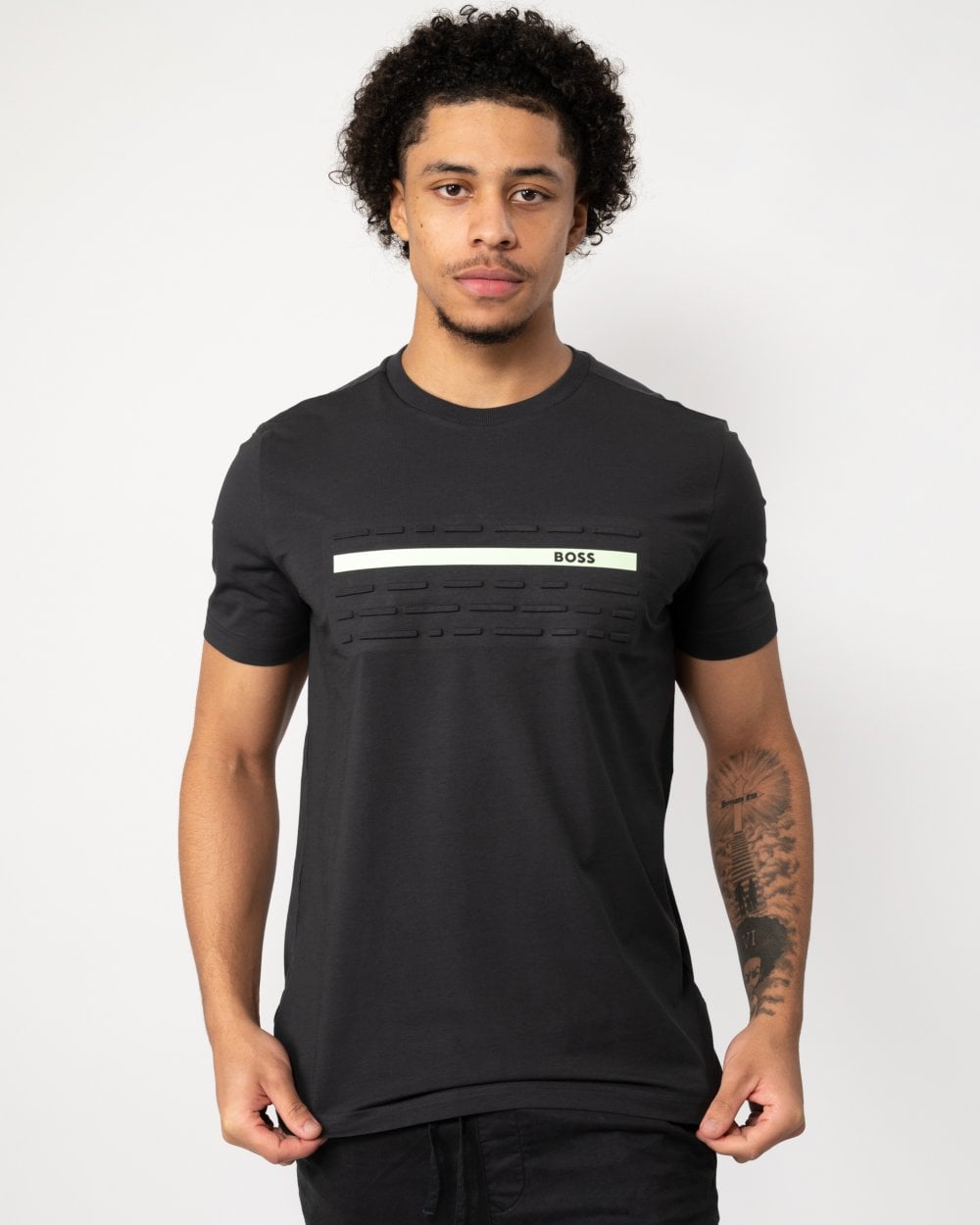 BOSS Green Tee 4 Mens Stretch Cotton Regular Fit T-shirt with Embossed Artwork