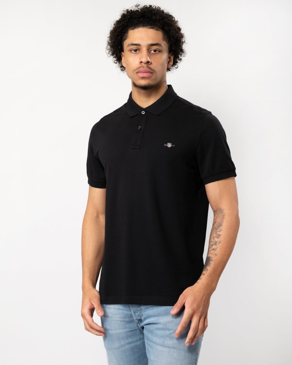 GANT Mens Regular Fit Short Sleeve Shield Logo Pique Polo NOS - 5 Black