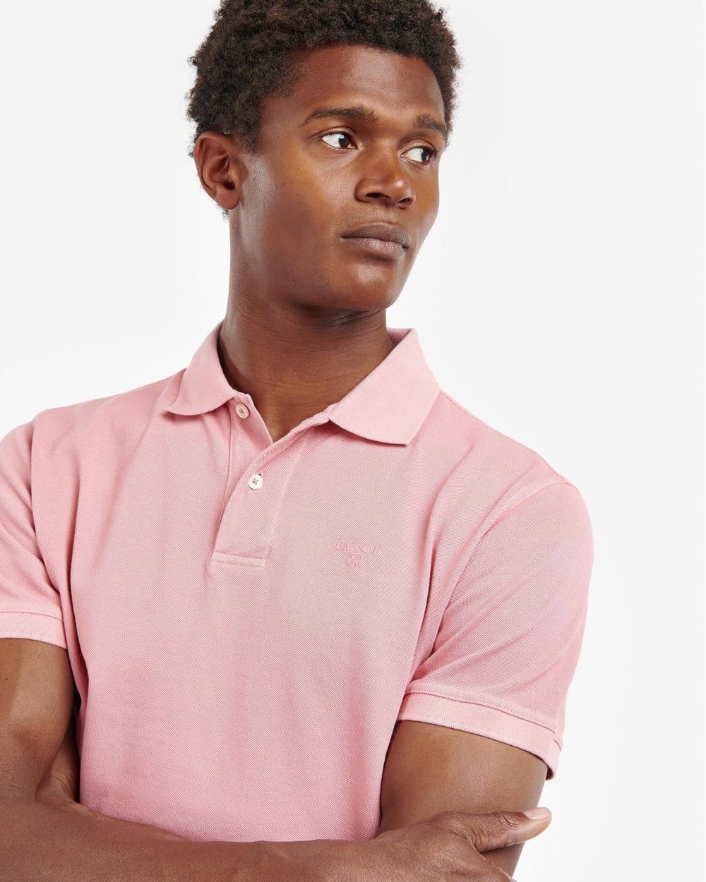 Barbour Wash Sports Mens Polo Shirt - Pink Salt