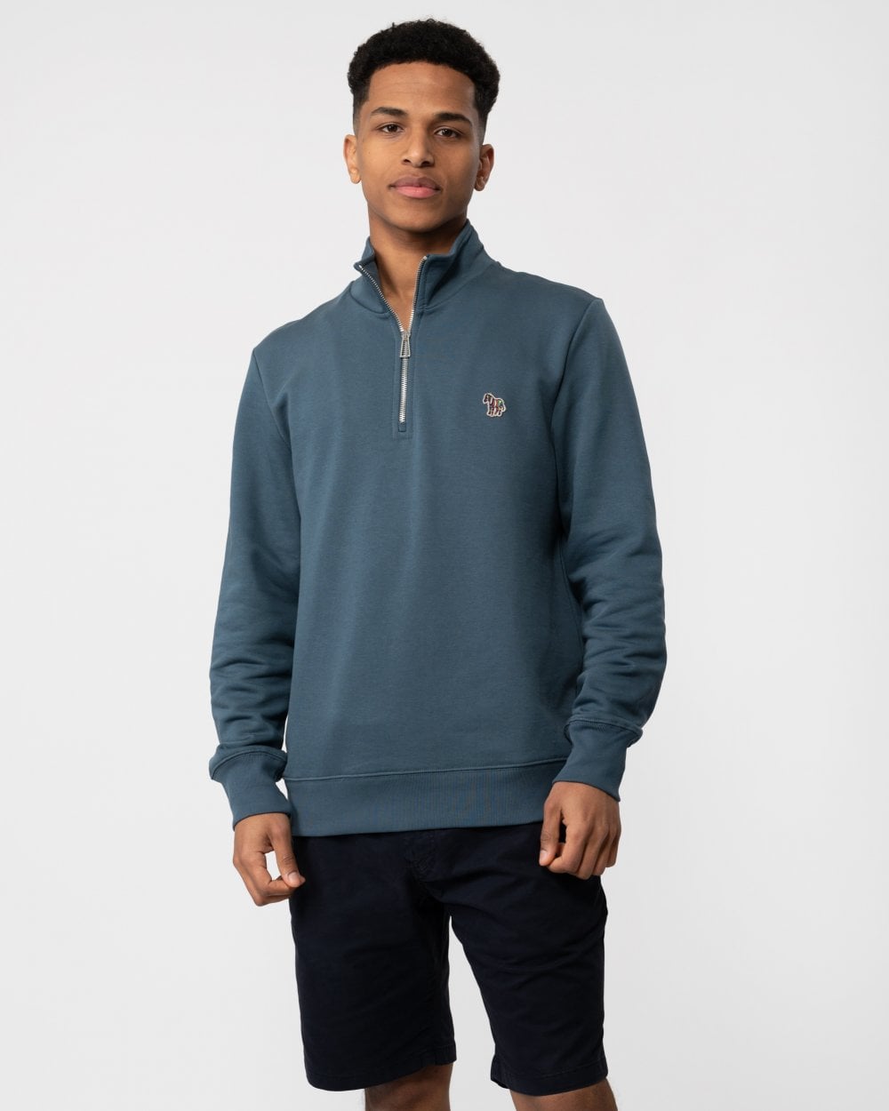PS Paul Smith Mens Reg Fit Half Zip Zebra Logo Sweatshirt