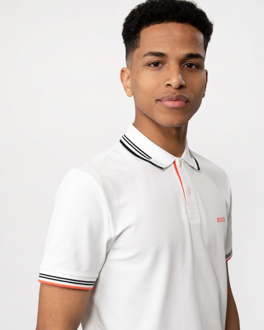 BOSS Green Paul Mens Short Sleeve Polo Shirt With Contrast Tipping - Natural 102