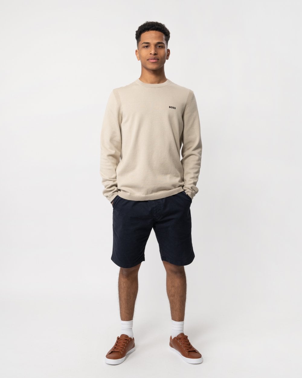 BOSS Green Ever-X Crew Neck Mens Jumper - Natural 271